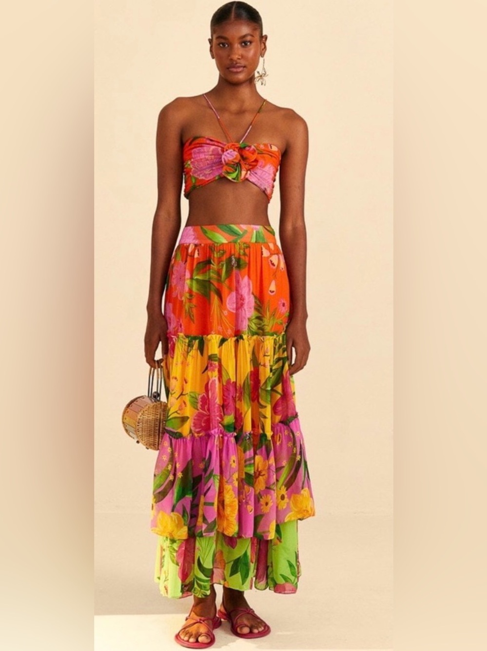 FARM Rio Romantic Garden Orange Crop Top